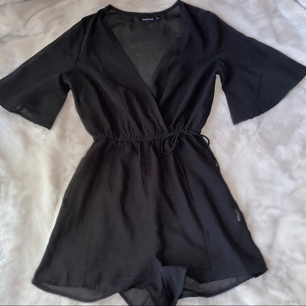 BooHoo Sheer Romper Beach Cover Up